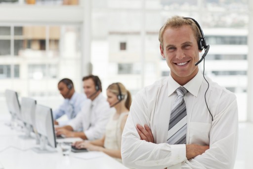 Happy customer service agent.