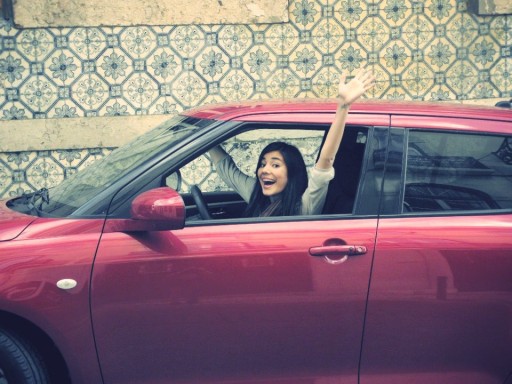 mia-rose-car-suzuki-swift-happy-girl